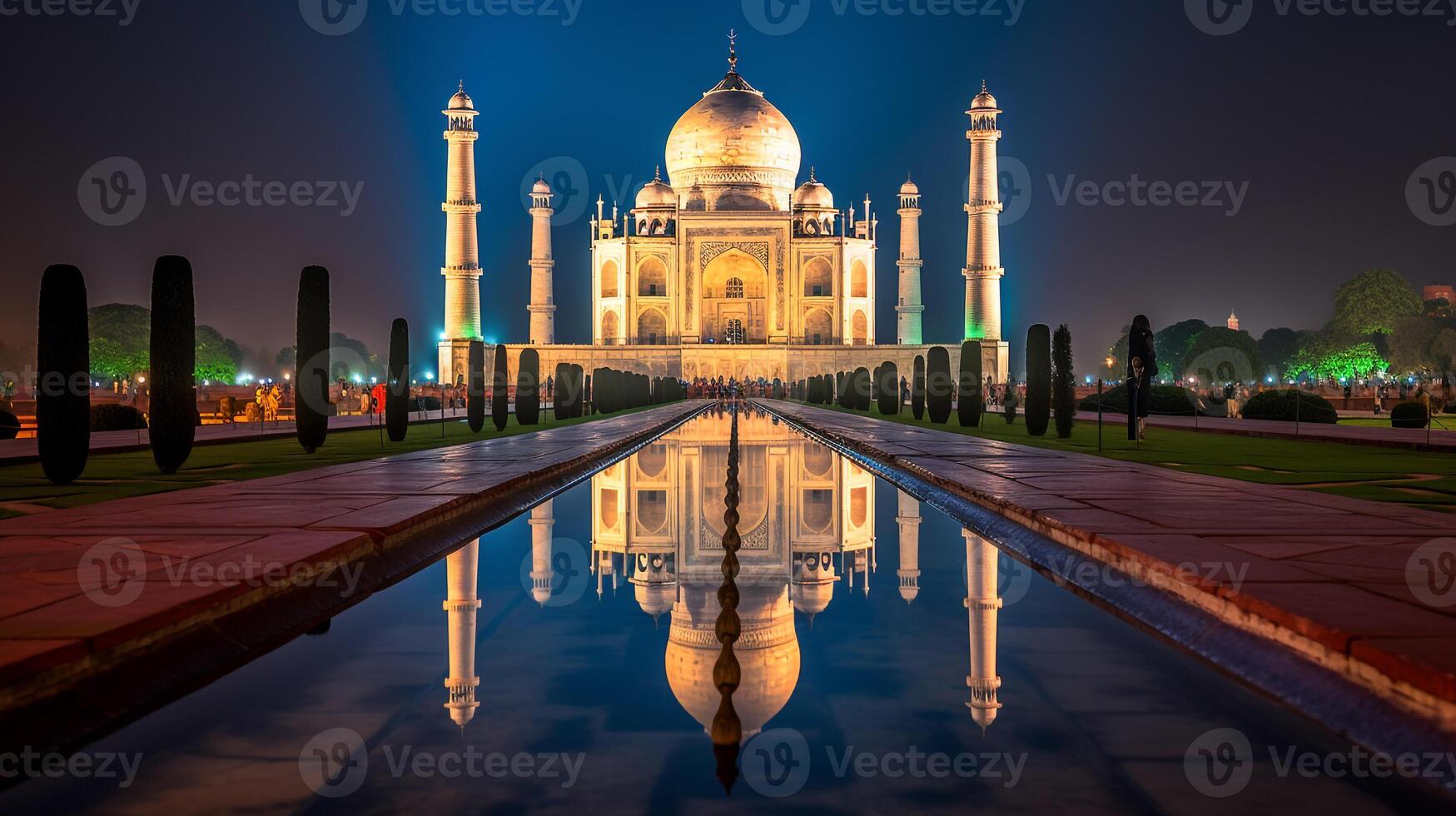 Nacht Aussicht von das taj Mahal. generativ ai foto