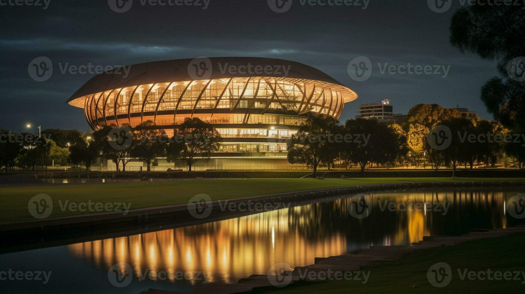 Nacht Aussicht von das Adelaide Oval. generativ ai foto
