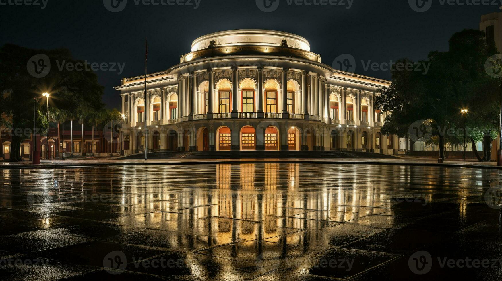 Nacht Aussicht von Teatro Amazonen. generativ ai foto