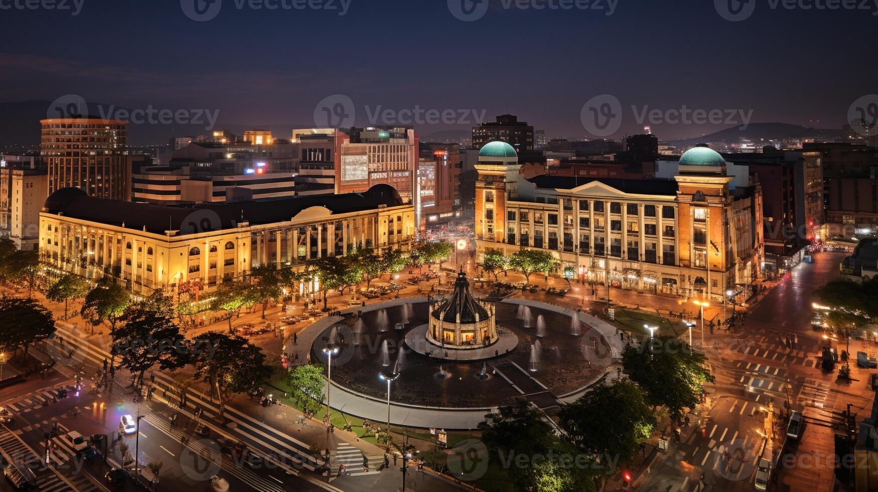 Nacht Aussicht von Nelson Mandela Quadrat. generativ ai foto