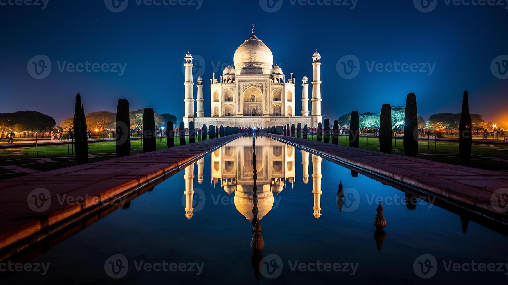 Nacht Aussicht von das taj Mahal. generativ ai foto