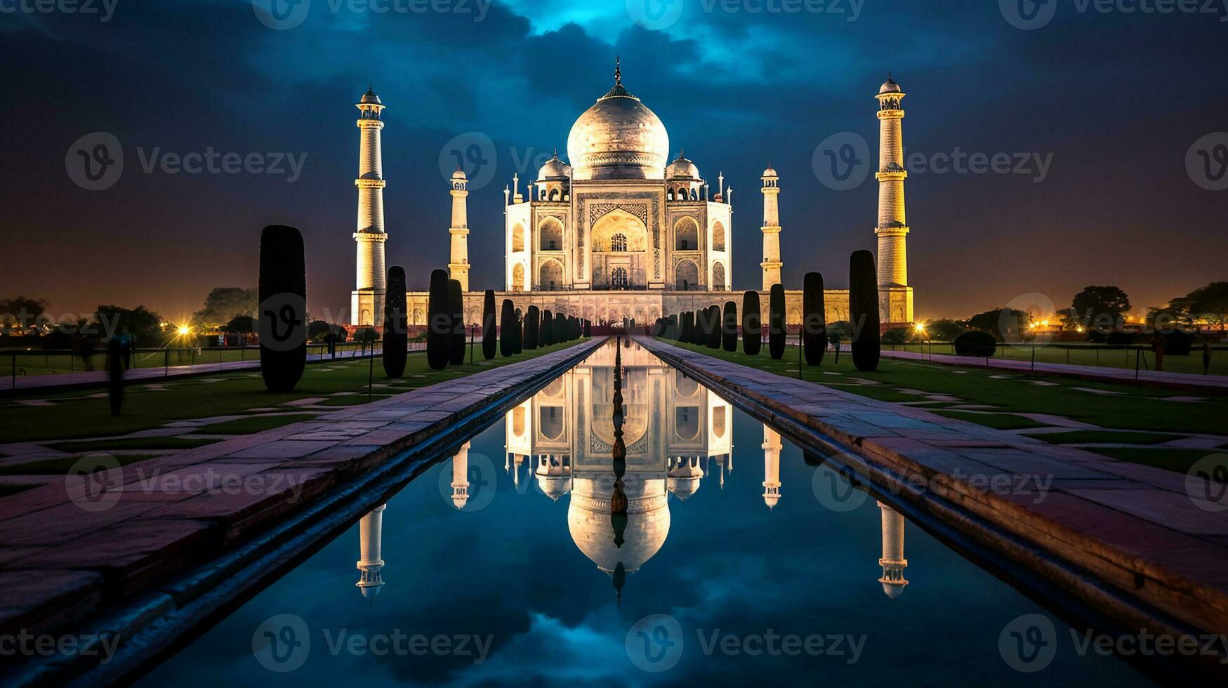 Nacht Aussicht von das taj Mahal. generativ ai foto