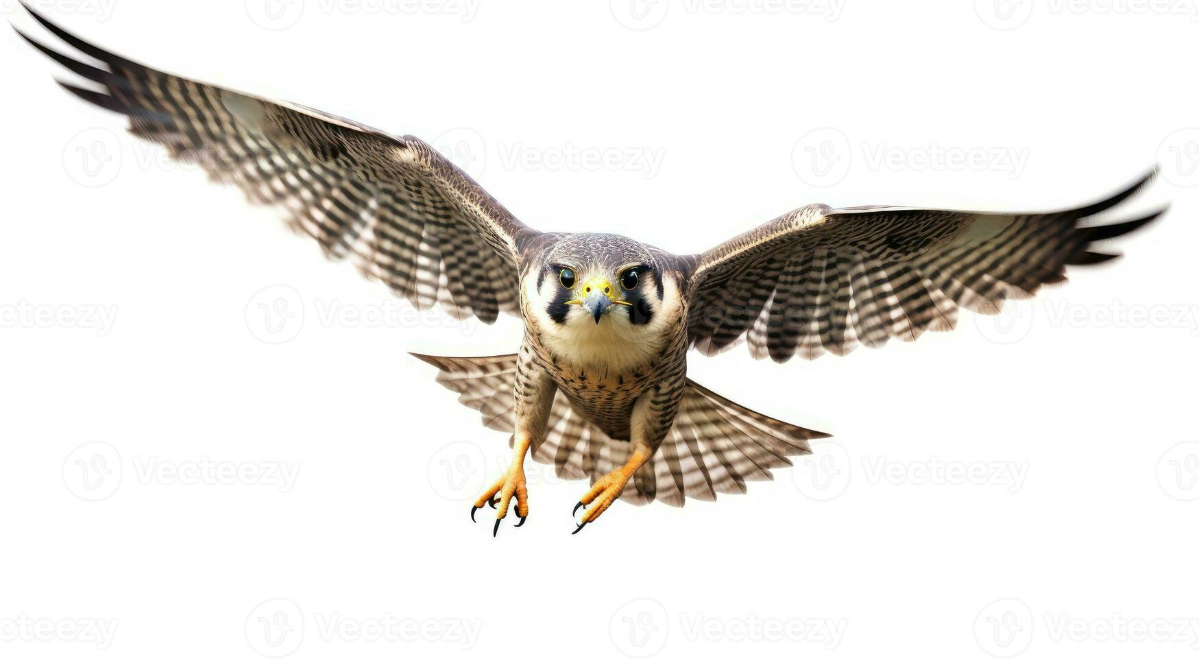 Wanderfalke Falke Vogel auf Weiß Hintergrund. ai generativ foto