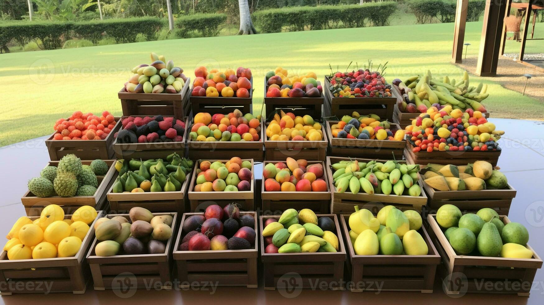 frisch gepflückt nam Nama Obst von Garten platziert im das Boxen. generativ ai foto