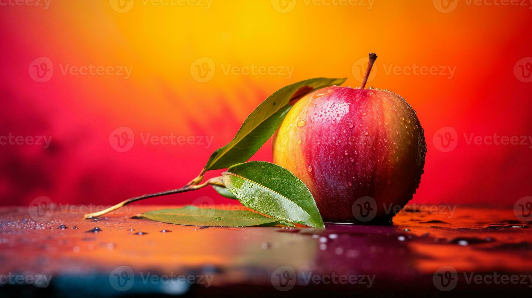 Foto von Chico Obst Hälfte gegen ein bunt abstrakt Hintergrund. generativ ai