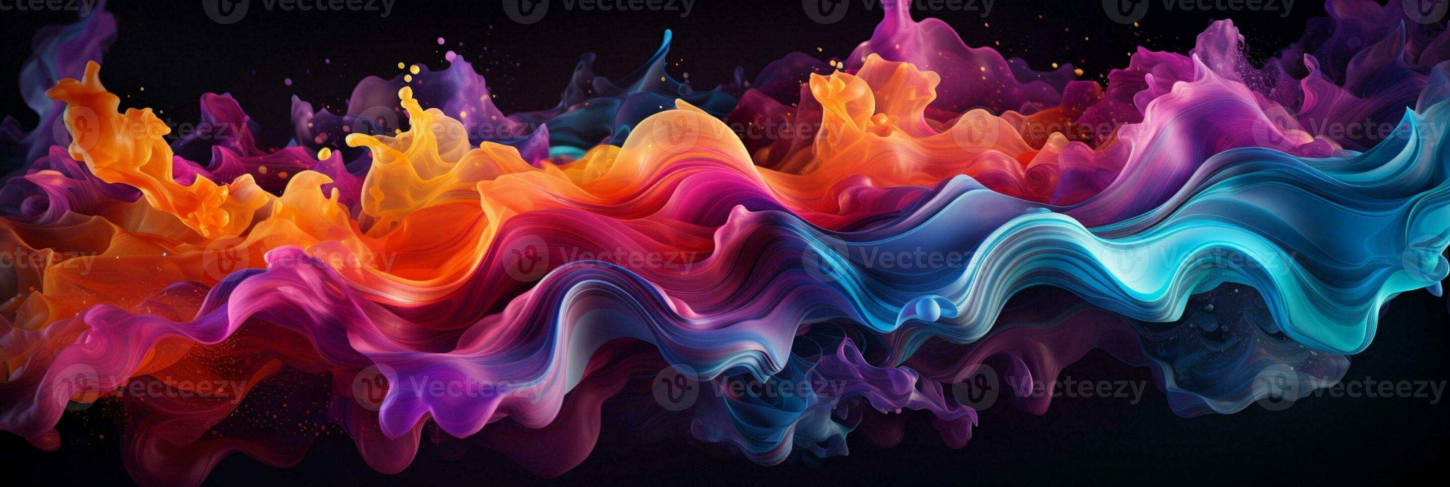 abstrakt bunt Grafik Bewegung auf Hintergrund, kreativ Wellen von Gradient Farbe Rauch und flüssig, ai generativ foto