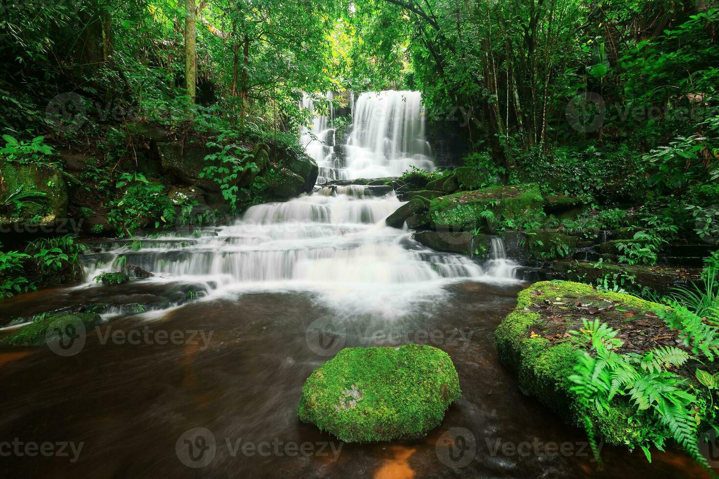 Wasserfall im das Regenwald von Thailand, Mann Mist foto
