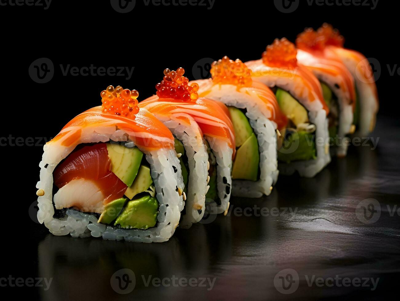 Sushi Rollen auf isoliert Hintergrund ai generativ foto