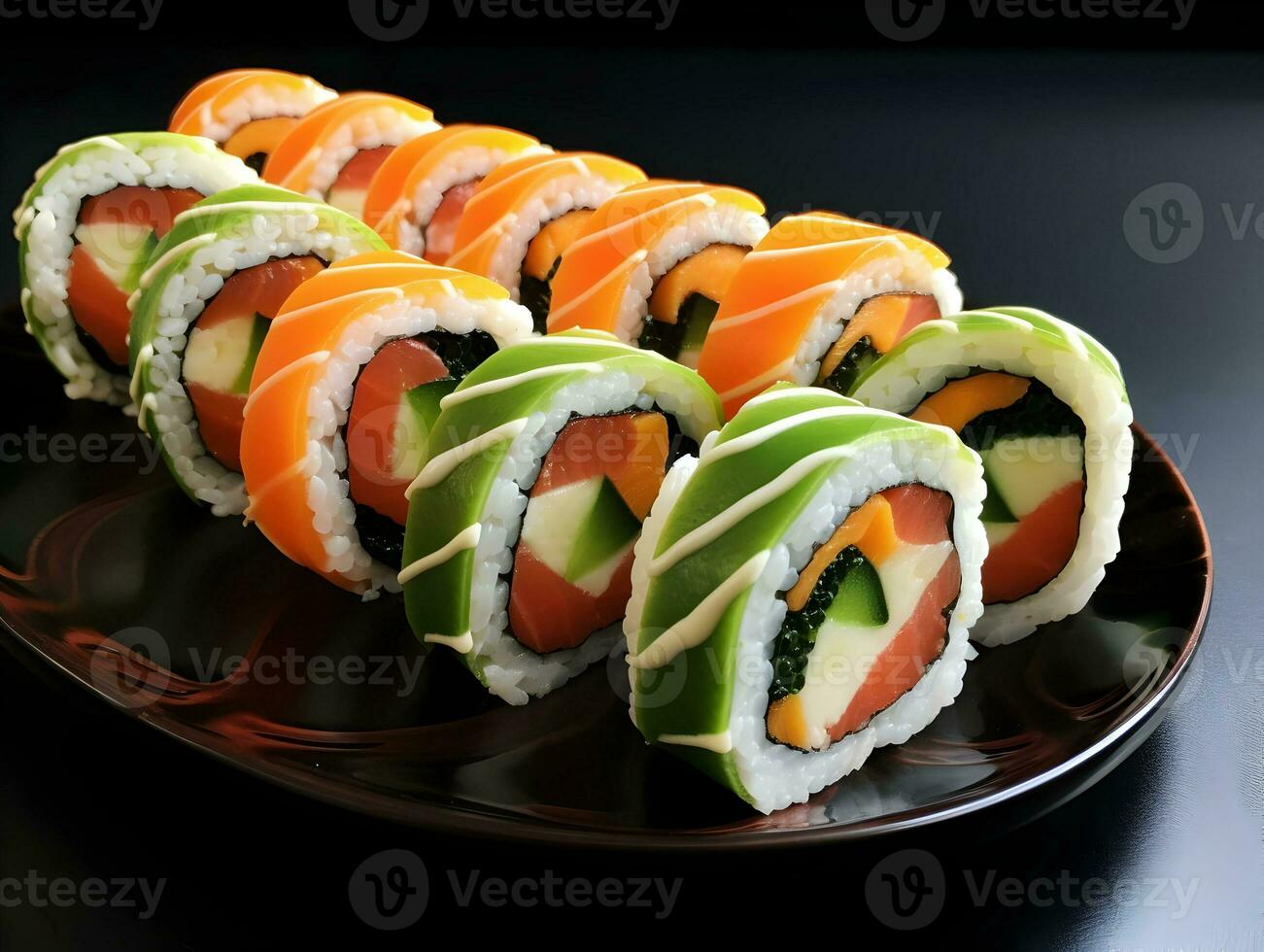 Sushi Rollen auf isoliert Hintergrund ai generativ foto