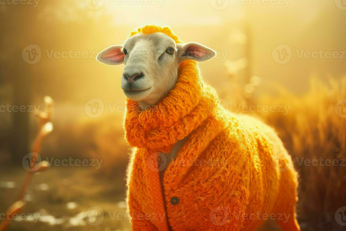 Schaf bedeckt Strickwaren. generieren ai foto