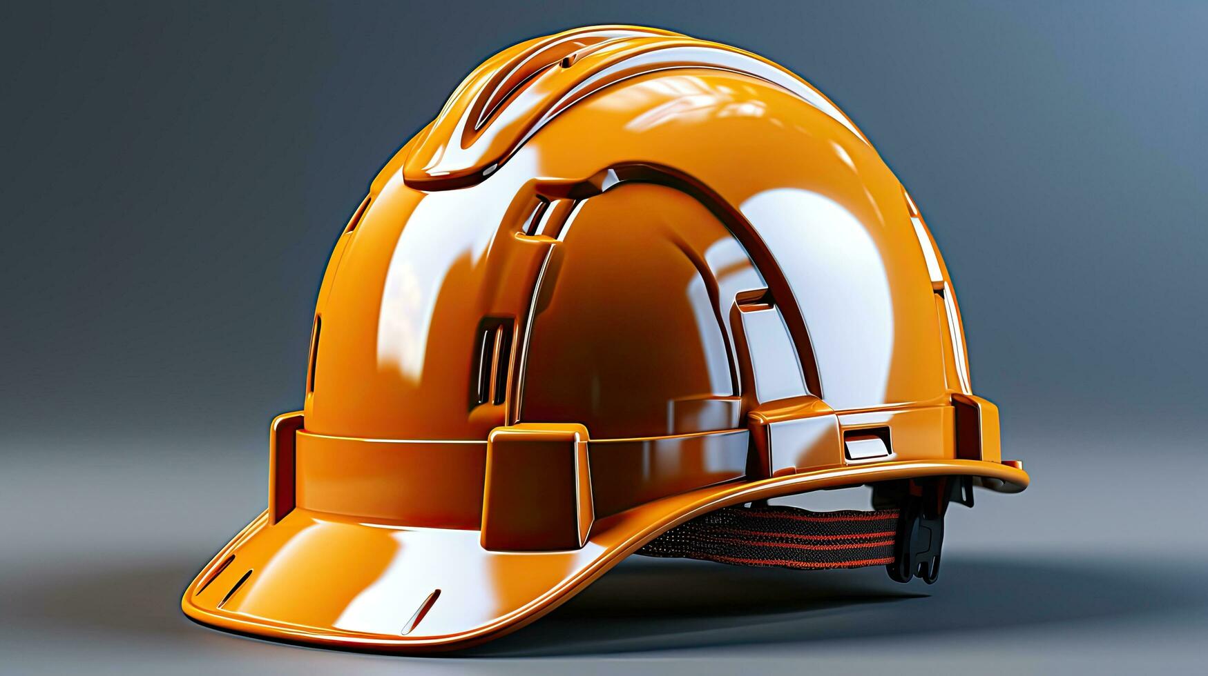 Orange Sicherheit Helm zum ein Fabrik Arbeiter im industriell Produktion foto