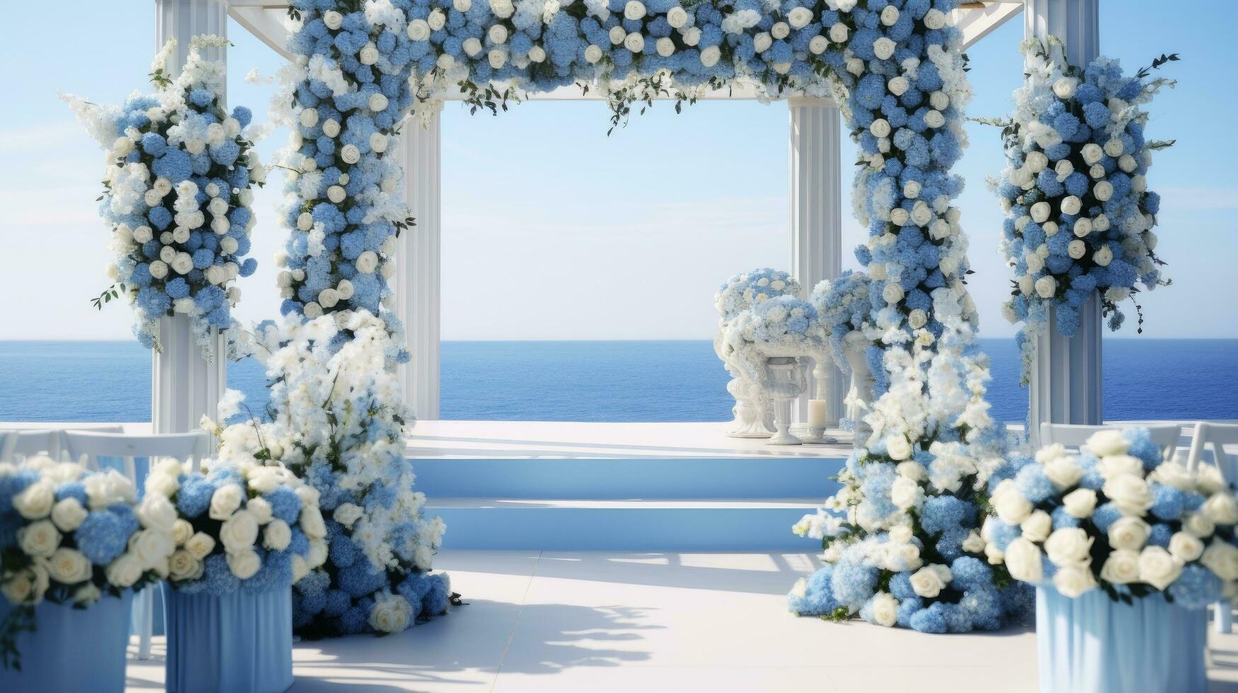 ätherisch Blau Himmel Hochzeit, generativ ai foto