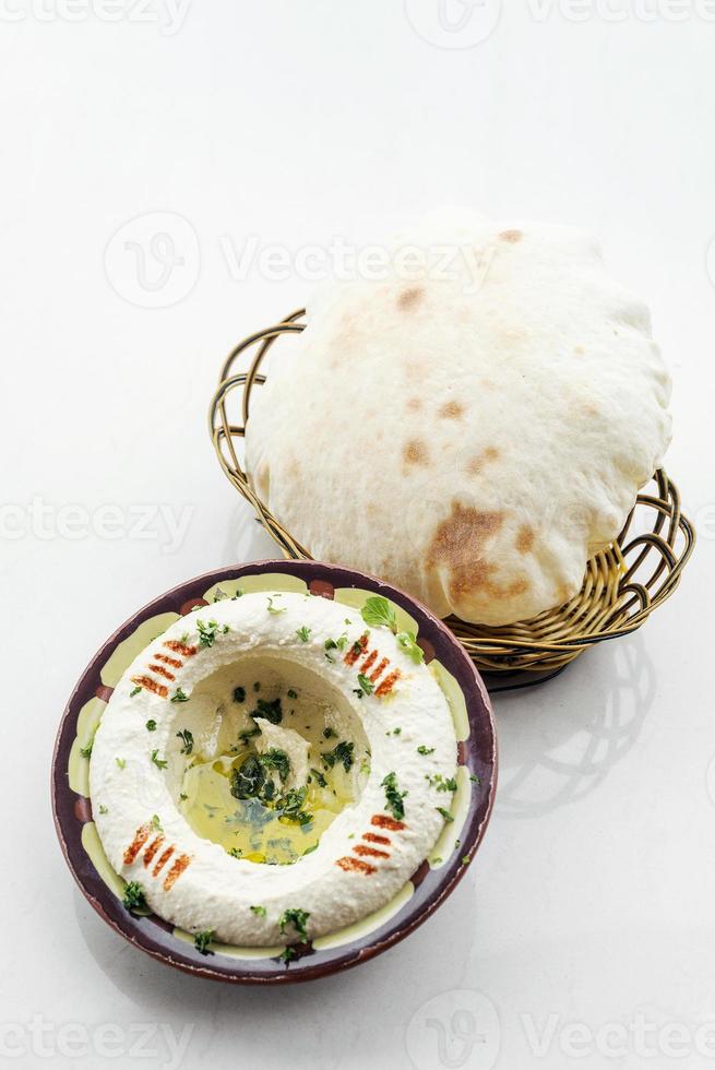 Nahost Hummus Kichererbsen Dip Meze Mezze Starter Snack Food Set foto