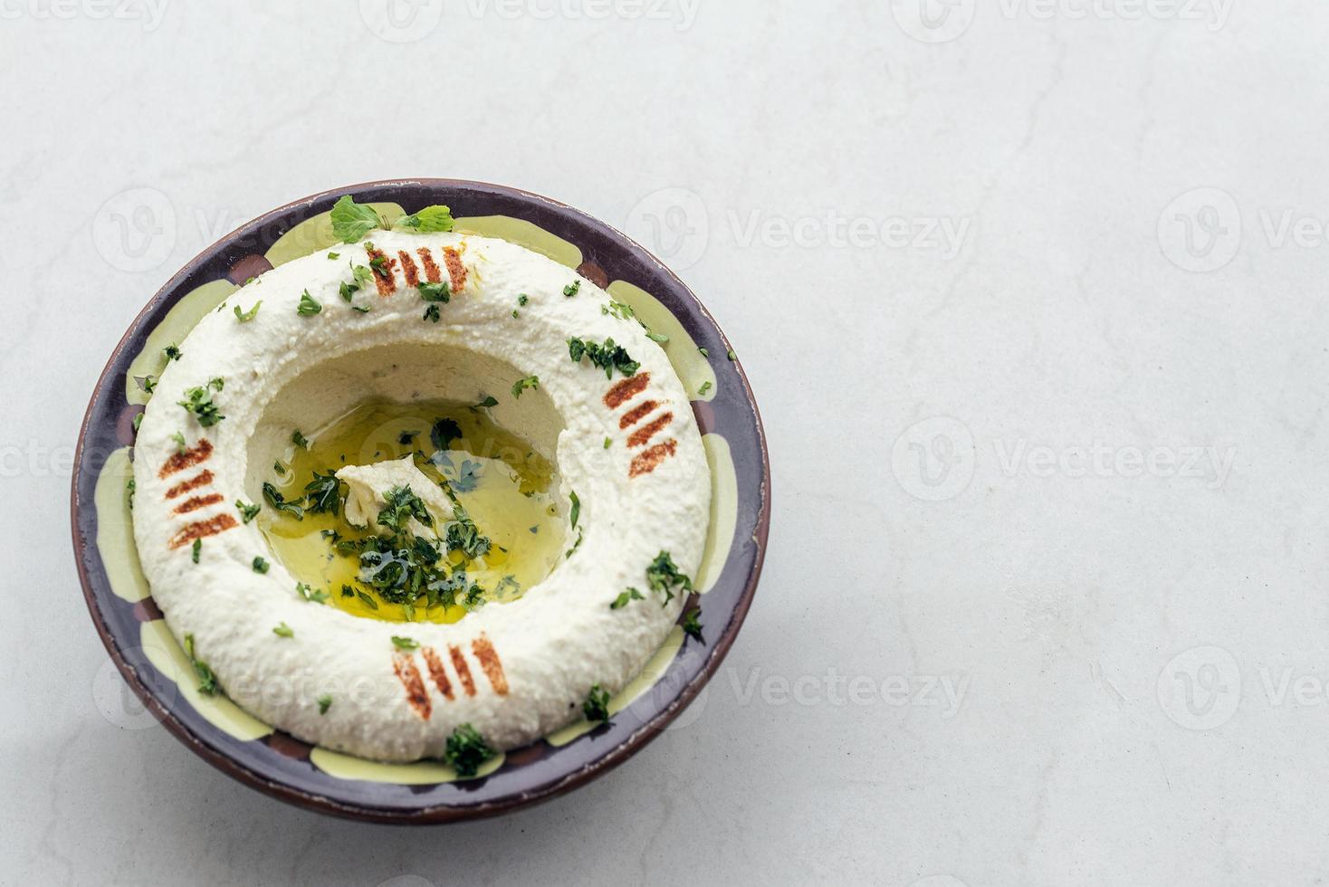 Nahost Hummus Kichererbsen Dip Meze Mezze Starter Snack Food Set foto