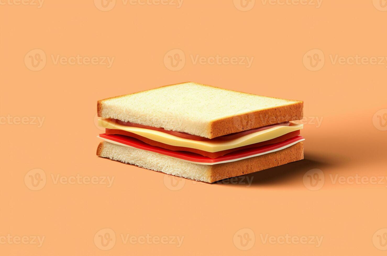 minimalistisch Sandwich mit Gemüse, Würstchen und Käse. generativ ai foto