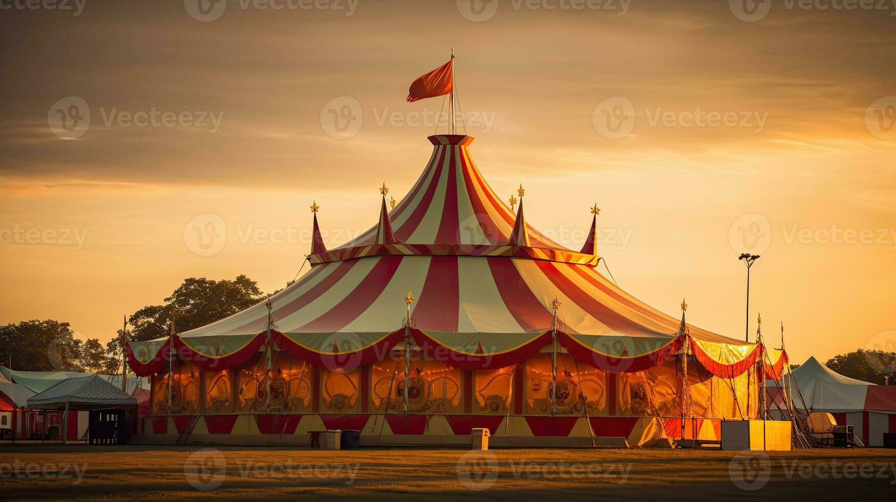 Zirkus Zelt, Karneval Zelt beim das Amüsement Park. generativ ai foto
