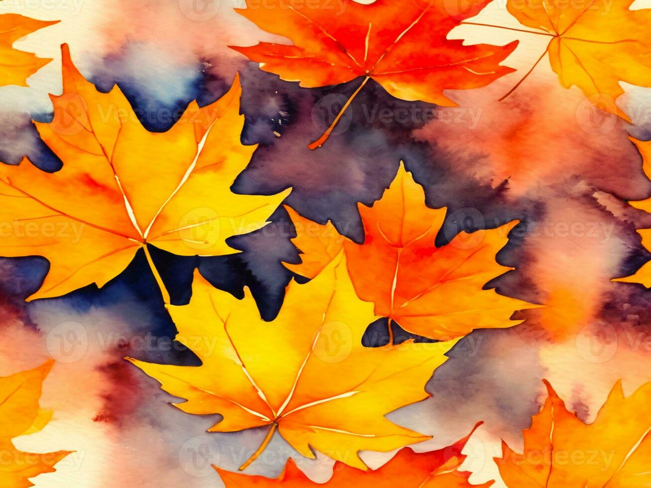 nahtlos Muster mit Herbst Blatt Ahorn Blätter Papier Textur Aquarell Stil Schön, Design foto