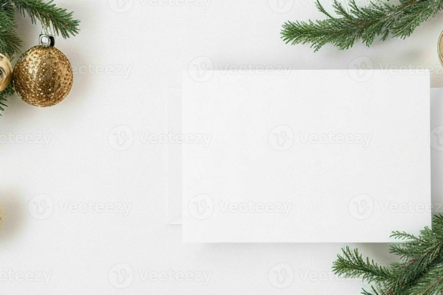 Weihnachten Dekoration. Papier Weiß leer Attrappe, Lehrmodell, Simulation. ai generativ Profi Foto