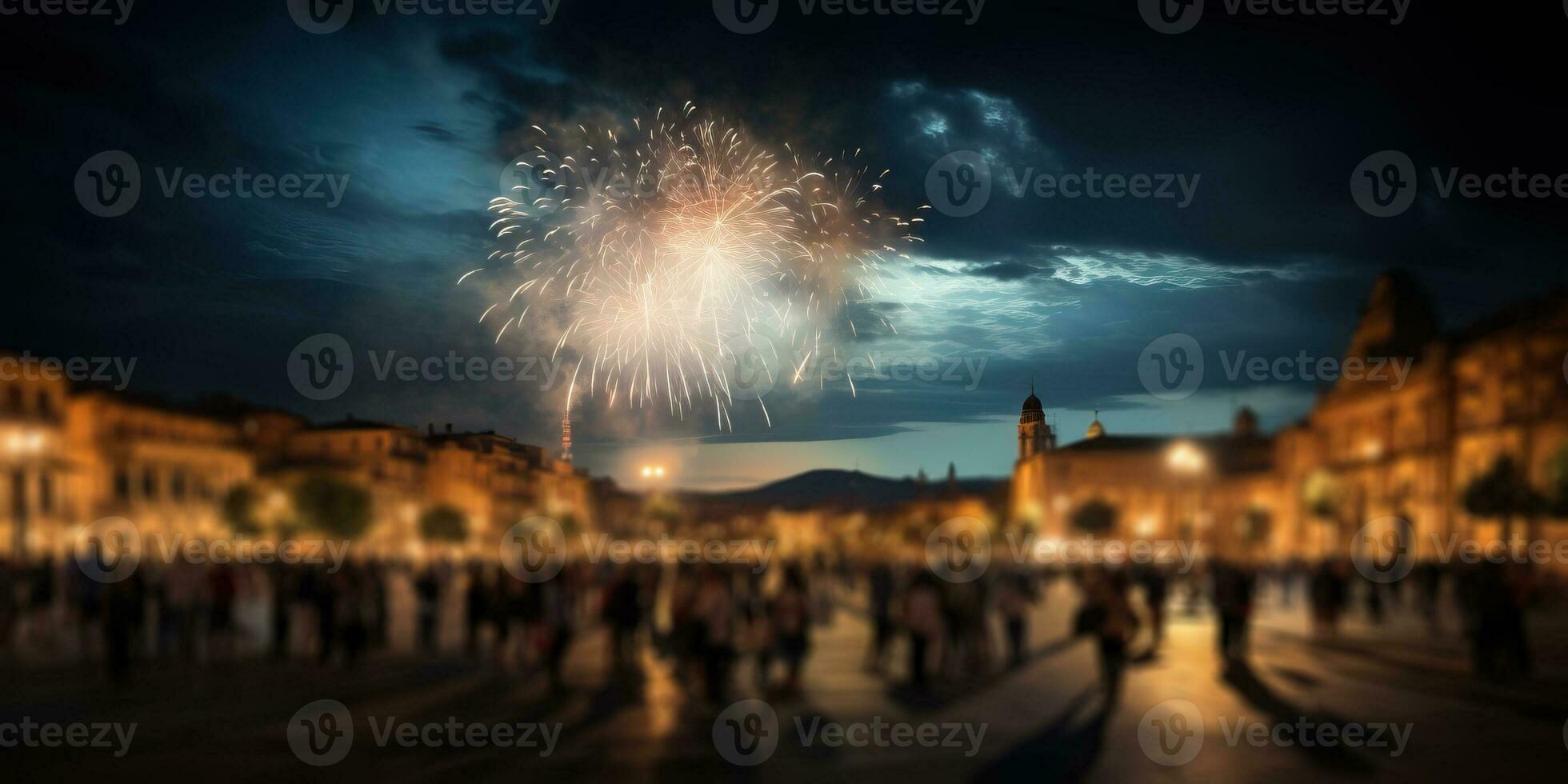 Feuerwerk Über das Main Platz ai generiert foto