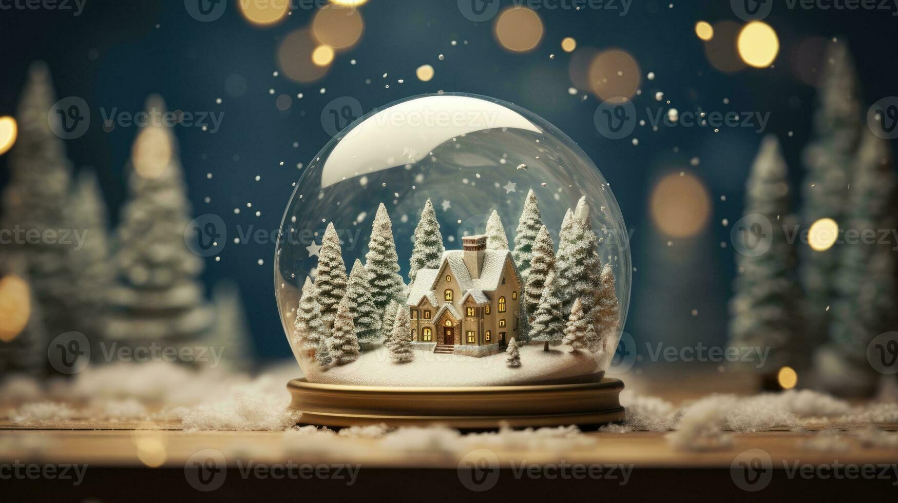 Weihnachten Weihnachten Winter Schneekugel Kabine, generiert ai foto