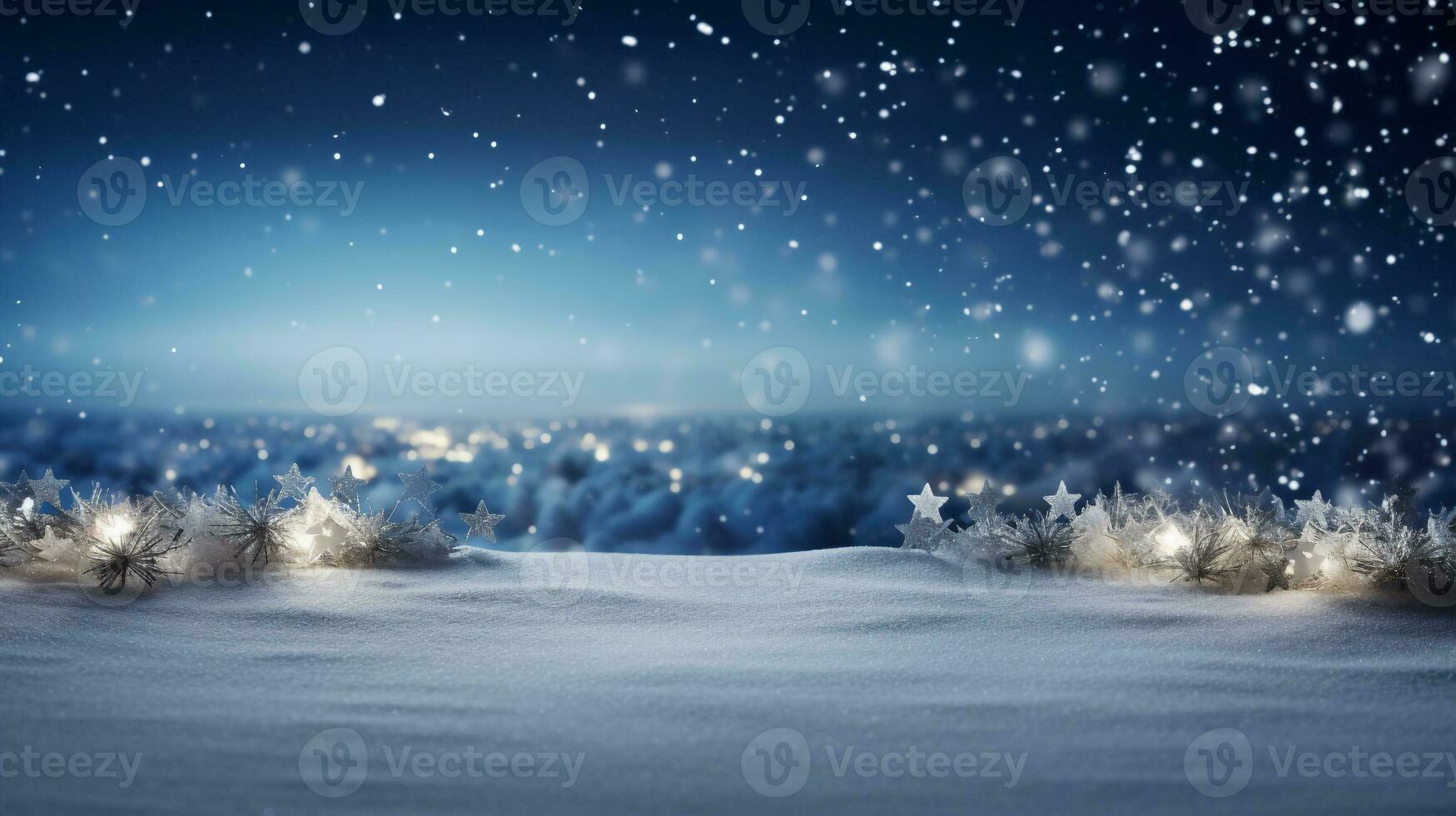 Schnee Blau Hintergrund. Weihnachten schneebedeckt Winter Design. Weiß fallen Schneeflocken, ai generiert foto