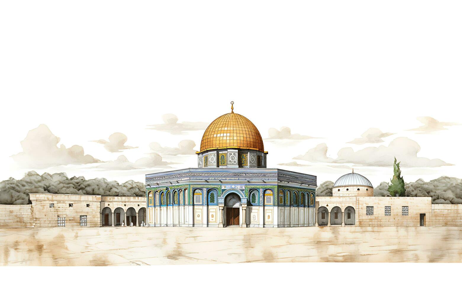 al aqsa Moschee Illustration auf Weiß Hintergrund foto
