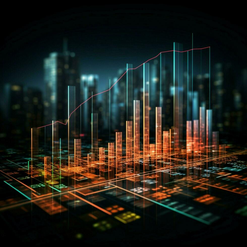 visualisieren Dynamik Geschäft, Lager Markt Trends und Muster kreativ abgebildet zum Sozial Medien Post Größe ai generiert foto