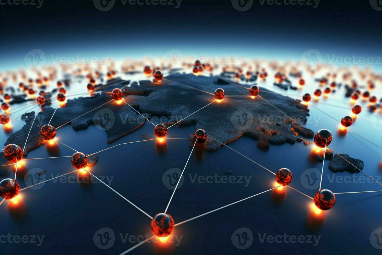 ein global Netzwerk Verbindung symbolisiert durch ein modern Welt Technologie Hintergrund ai generiert foto