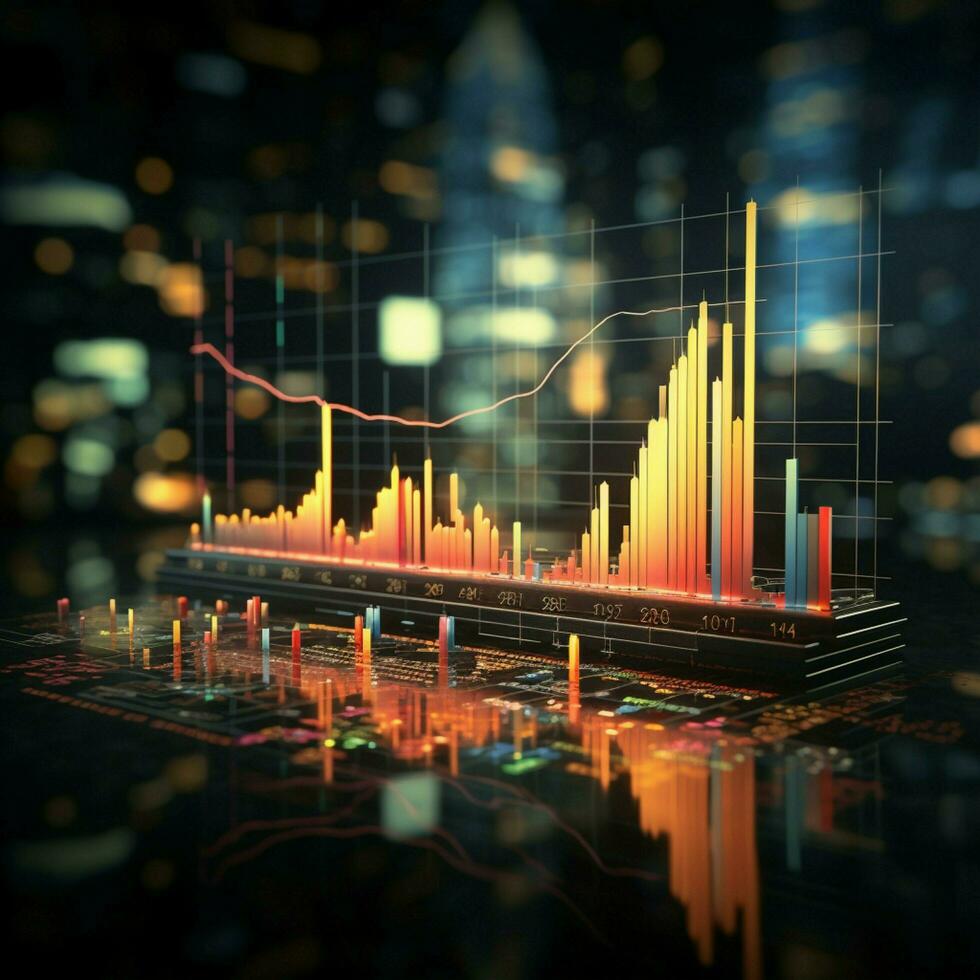 Graph Diagramm Motiv verkörpert finanziell Investition Wesen im Lager Markt und Forex Reiche zum Sozial Medien Post Größe ai generiert foto