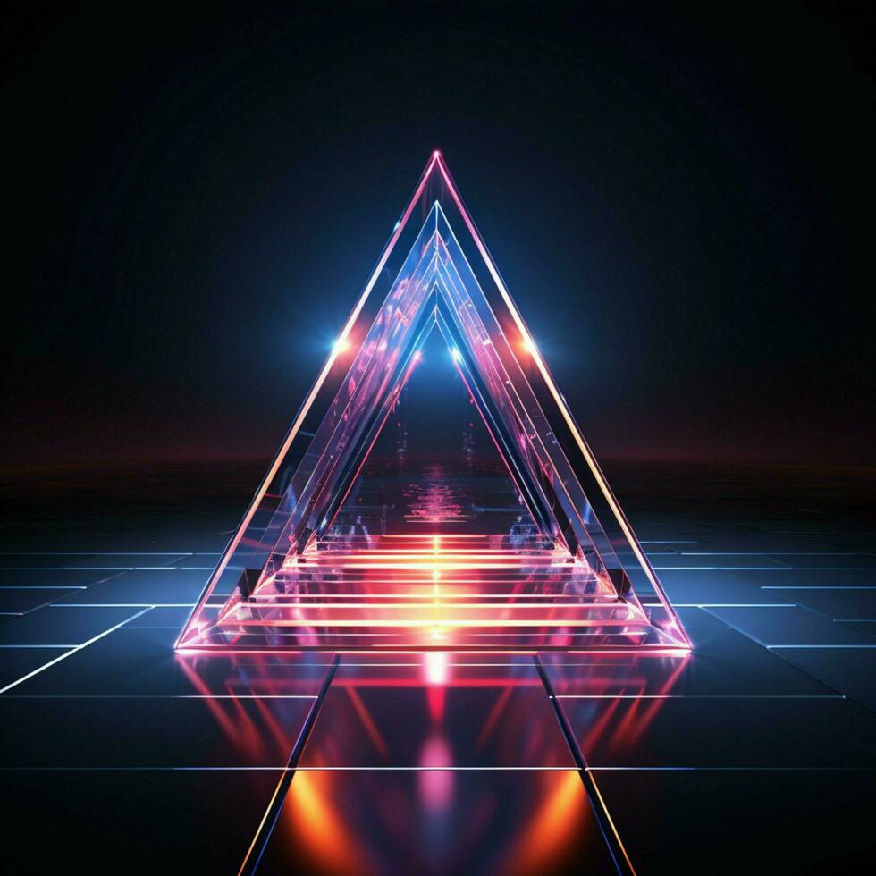 Design Kreativität präsentiert im ein 3d Rendern mit Neon- Rhombus zum Sozial Medien Post Größe ai generiert foto