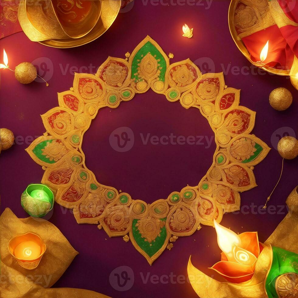 glücklich Diwali Vorlage mit leer Raum oder Bild Raum auf ein Festival-Look Hintergrund durch ai generiert foto
