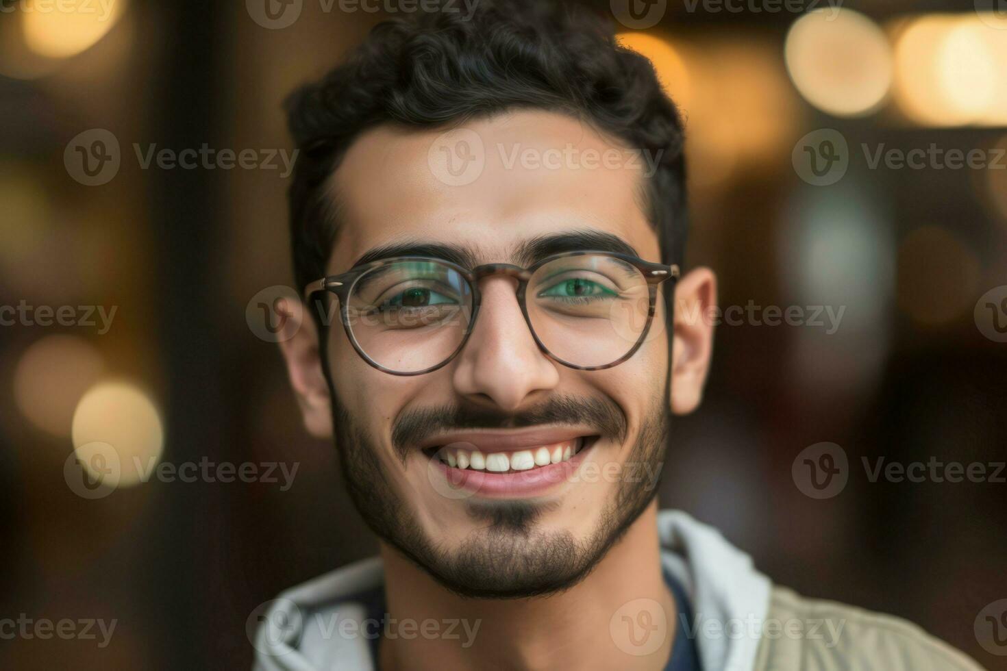 attraktiv arabisch Brille glücklich. generieren ai foto