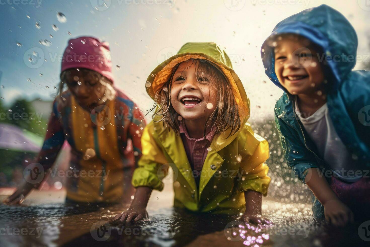 froh Kinder schier spielen. generieren ai foto