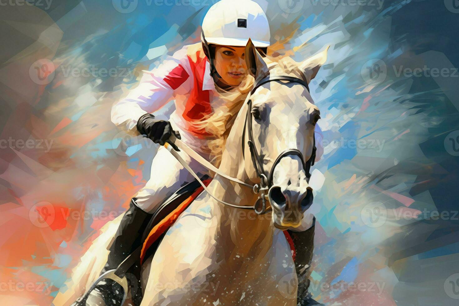 Pferd Rennen Nahansicht malen. generieren ai foto