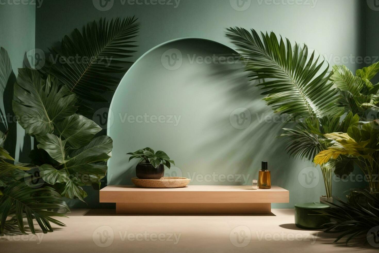 Produkt Vitrine, Luxus Podium, leuchtend Luxus Schaufenster, ai generativ foto