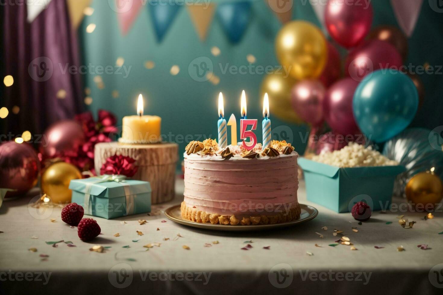 Geburtstag Kuchen Hintergrund ai generiert foto