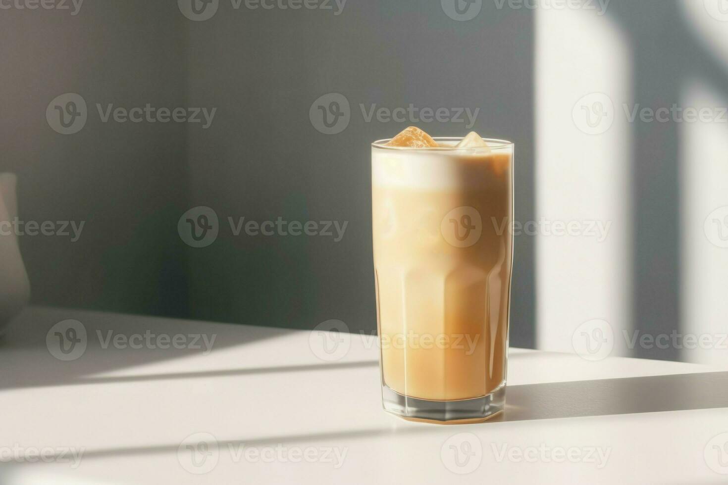 Morgen Latté heiß Glas. generieren ai foto