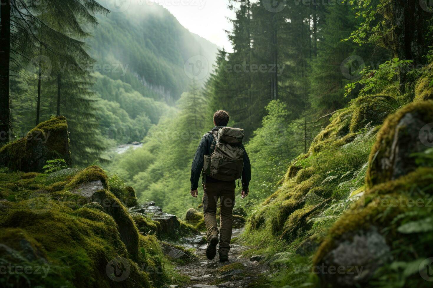 Abenteuer im das Urwald Wälder generativ ai foto