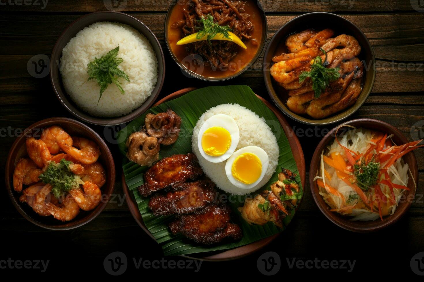 würzig Filipino Essen Teller. generieren ai foto