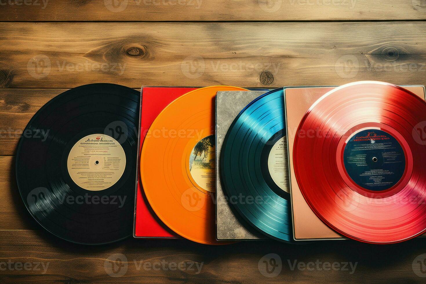 Vinyl Aufzeichnungen und Papier Abdeckungen Melodie. generieren ai foto