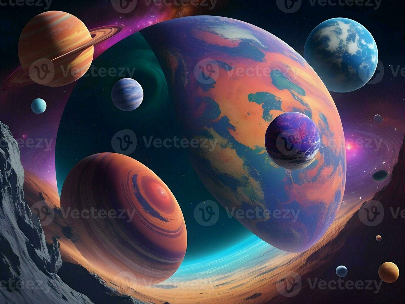 Planeten und Raum Illustration foto