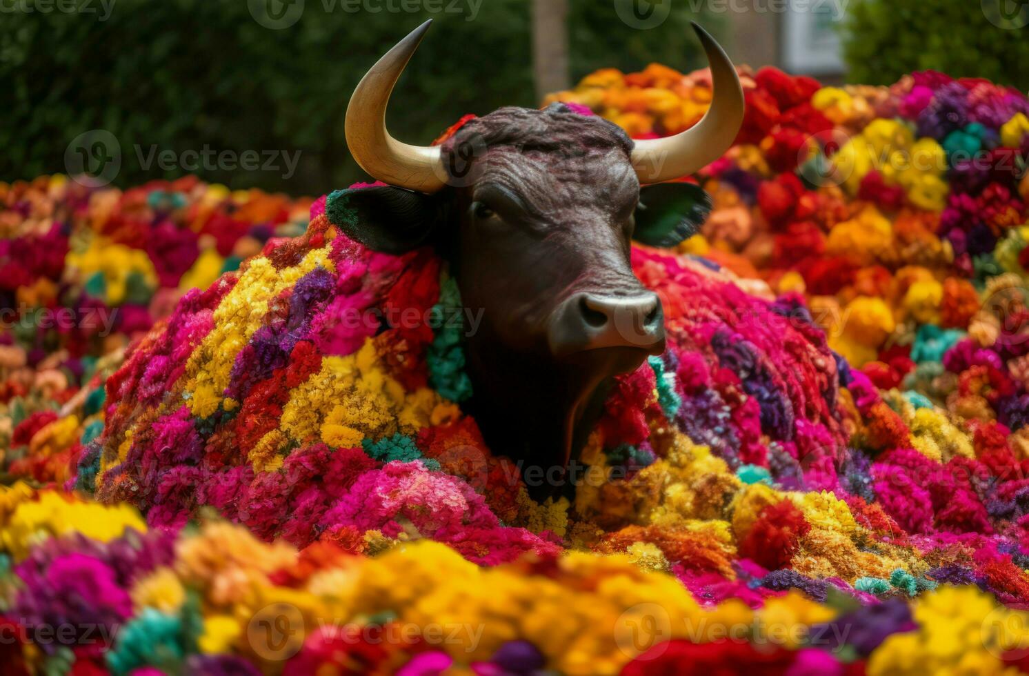 Stier Blumen bunt Sitzung männlich Pflanze. generieren ai foto