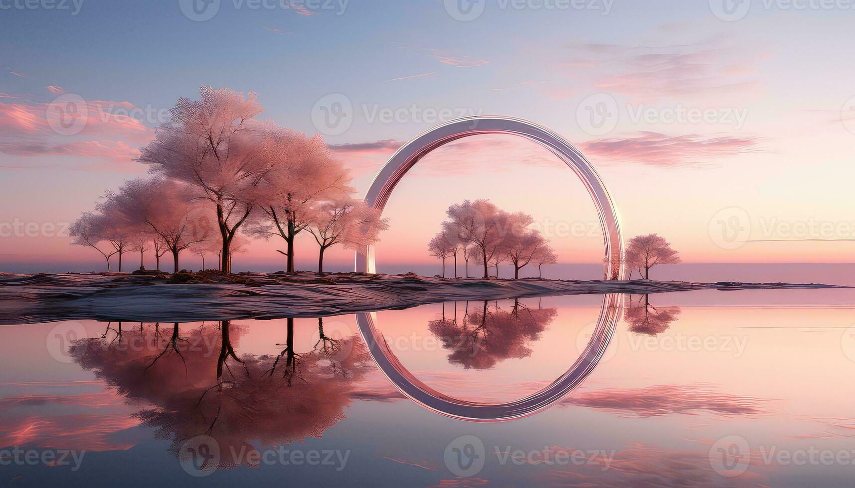 kreisförmig Harmonie Struktur inmitten Rosa Wolken ai generiert foto