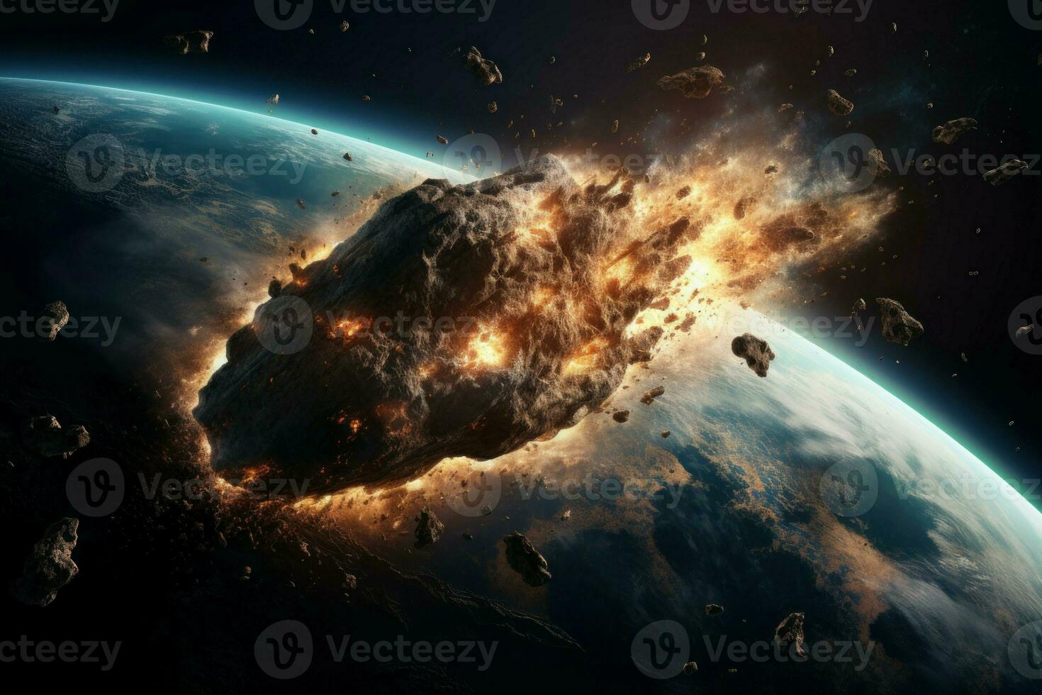 fragmentiert Erde Raum Asteroid. generieren ai foto