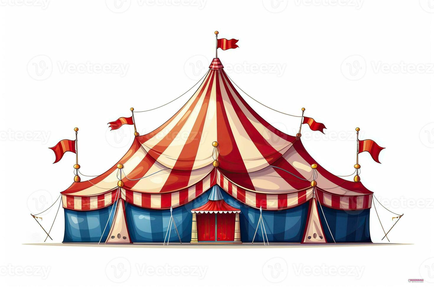 Zirkus Zelt auf Weiß Hintergrund. Zirkus Poster, Poster. Welt Zirkus Tag. generiert durch künstlich Intelligenz foto
