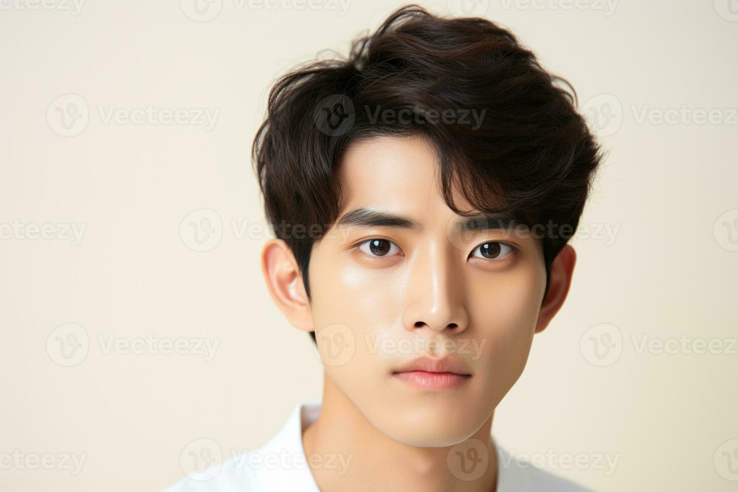 Porträt von gut aussehend jung asiatisch Mann mit sauber Haut, Studio Schuss ai generiert foto