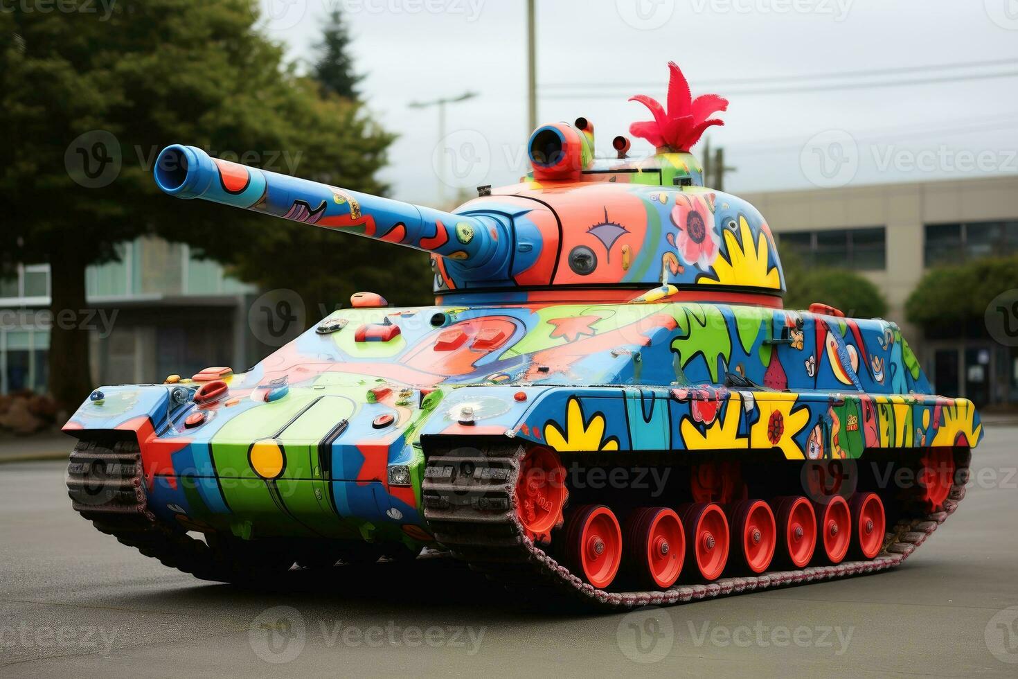 ein Frieden Panzer mit ein bunt Blume Malerei.ai generativ foto