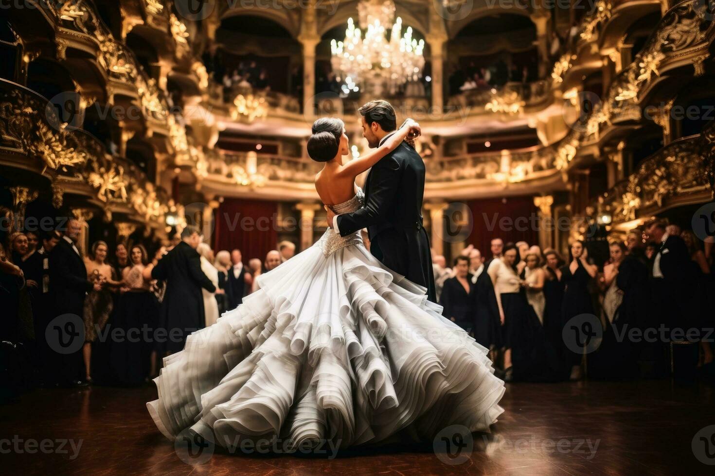 beim ein groß Oper Ball im Luxus Architektur.ai generativ foto