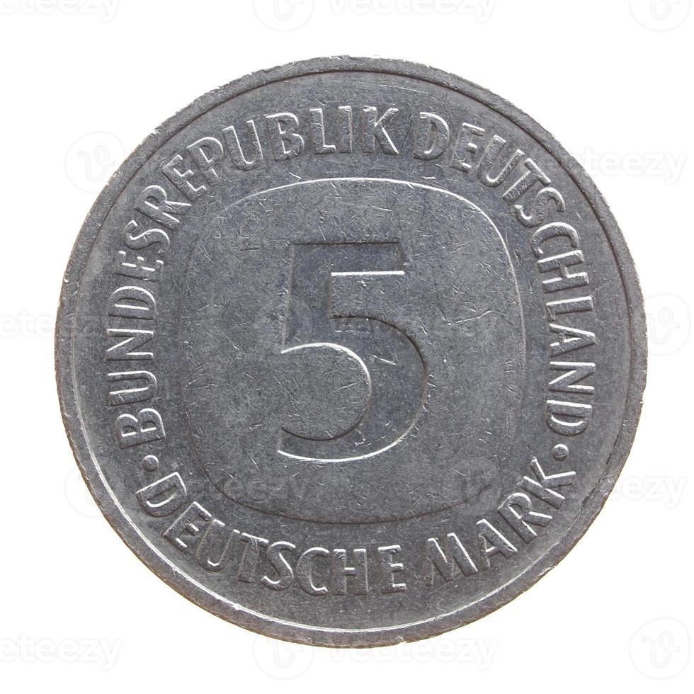 5-Mark-Münze isoliert foto