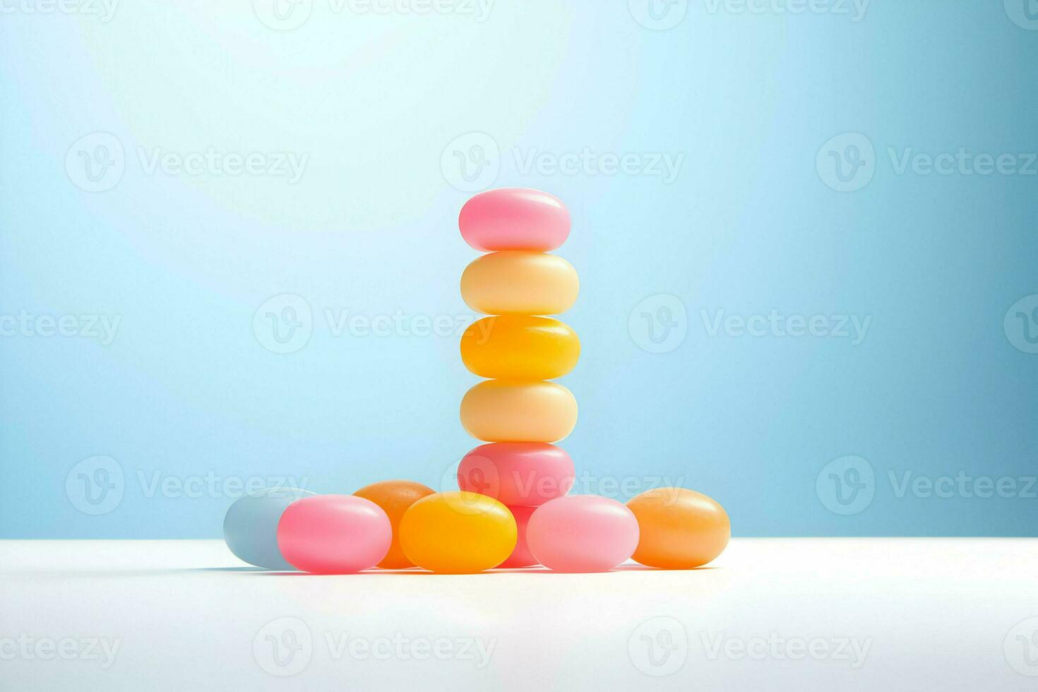 Foto von Gelatine Süßigkeiten Minimalismus. hoch Qualität. ai generativ